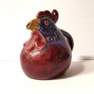 Oriental Accent Inc Pottery Rooster Teapot Vase Hand Painted Decorative Use Only
